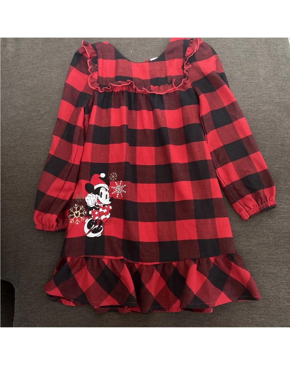 Minnie Red and Black Buffalo Plaid Ruffle Nightgown
